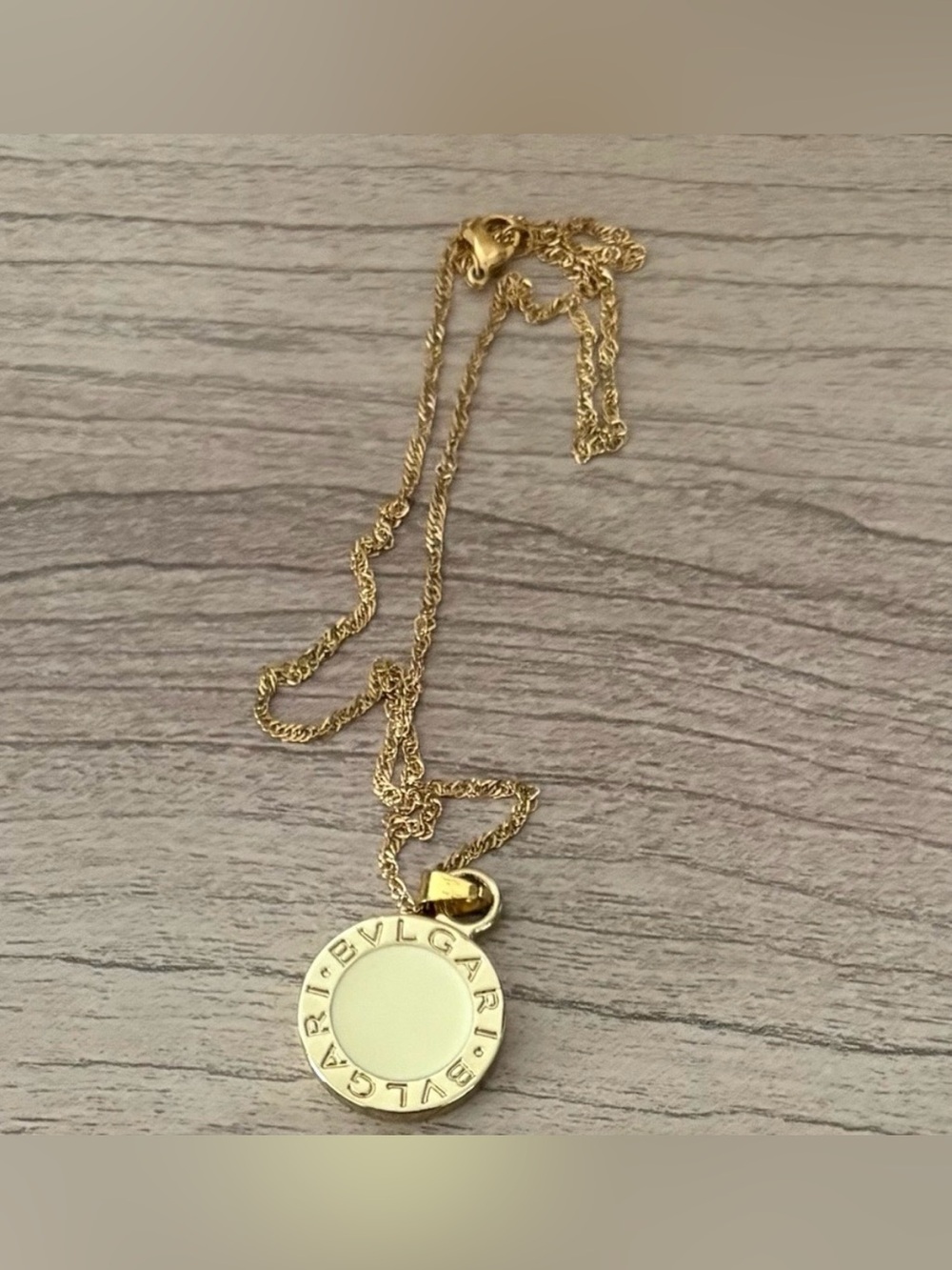 Bulgari Enamel Gold Tone Circular Pendant Necklace